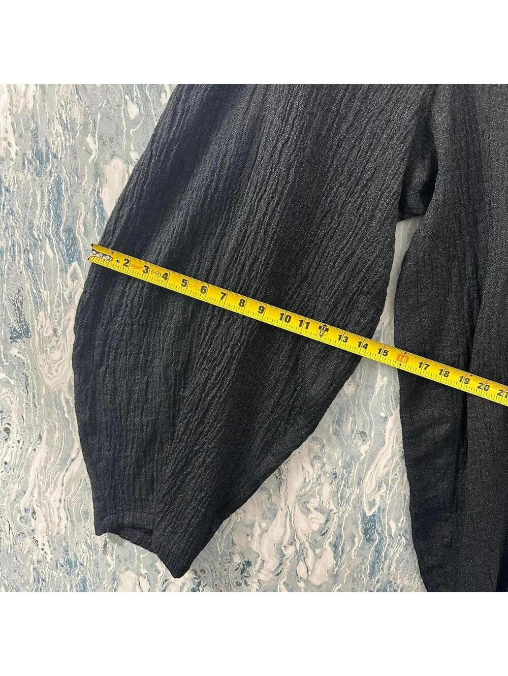 Minimalism Boho Lagenlook Black Wide Leg Textured Pants (1) - Picture 5 of 5
